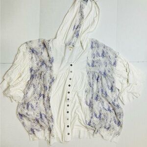 Floral Button-Up Hooded Top